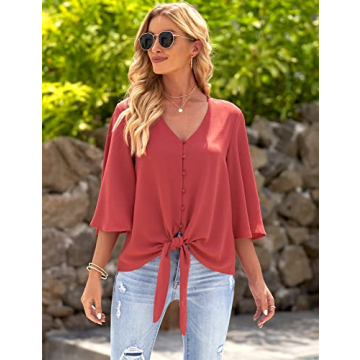 Luvamia Women's V Neck Blouse - Flattering Summer Fashion