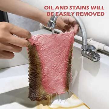 UMANI 12 Pack Kitchen Dish Cloths, Ultra Soft Absorbent Quick Drying Dish Towels, Nonstick Oil Microfiber Cleaning Cloth, Machine Washable Coral Fleece Cleaning Rags (Pink)