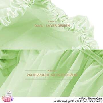 Eco-Friendly Satin Double Layer Shower Caps for All