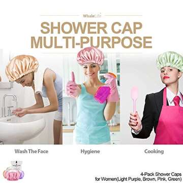 Eco-Friendly Satin Double Layer Shower Caps for All
