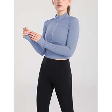 Vsaiddt Women's Half Zip Pullover Athletic Crop Top