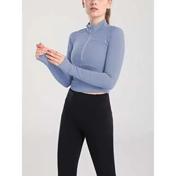 Vsaiddt Women's Half Zip Pullover Athletic Crop Top