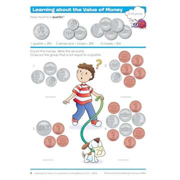 School Zone - Time, Money & Fractions Workbook - 32 Pages, Ages 6 to 8, 1st and 2nd Grade, Adding Money, Counting Coins, Telling Time, and More (School Zone I Know It!® Workbook Series)