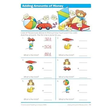 School Zone - Time, Money & Fractions Workbook - 32 Pages, Ages 6 to 8, 1st and 2nd Grade, Adding Money, Counting Coins, Telling Time, and More (School Zone I Know It!® Workbook Series)