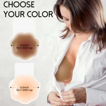 Nipple Covers Breast Lift: 6.0inch Plus Size Sticky Bra for C-DDD Cup Push Up Large Breast Lifting Nipple Pasties Silicone Adhesive Strapless Bras Invisible Boob Cover