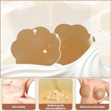 Nipple Covers Breast Lift: 6.0inch Plus Size Sticky Bra for C-DDD Cup Push Up Large Breast Lifting Nipple Pasties Silicone Adhesive Strapless Bras Invisible Boob Cover