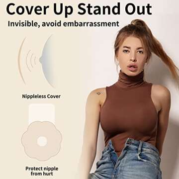 Nipple Covers Breast Lift: 6.0inch Plus Size Sticky Bra for C-DDD Cup Push Up Large Breast Lifting Nipple Pasties Silicone Adhesive Strapless Bras Invisible Boob Cover