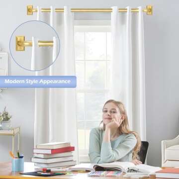 Gold Wrap Around Curtain Rods,Gold Curtain Rods for windows 48 to 84 Inch(4-7Ft),Adjustable Blackout Curtain Rod,1 Inch Diameter Window Curtains Rod,Room Darkening Drapery Rods 48-90",Brushed Gold