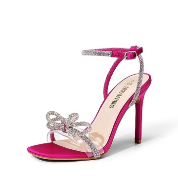 DREAM PAIRS Hot Pink Crystal Sandals for Women