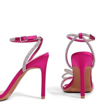 DREAM PAIRS Hot Pink Crystal Sandals for Women