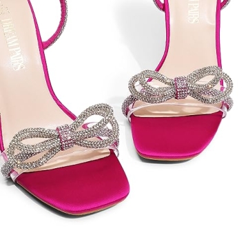 DREAM PAIRS Hot Pink Crystal Sandals for Women