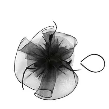 RZTA Women's Fascinators Hat for Women Tea Party Headband Wedding Cocktail Flower Mesh Feathers Hair Clip (A1-Black)