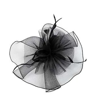 RZTA Women's Fascinators Hat for Women Tea Party Headband Wedding Cocktail Flower Mesh Feathers Hair Clip (A1-Black)