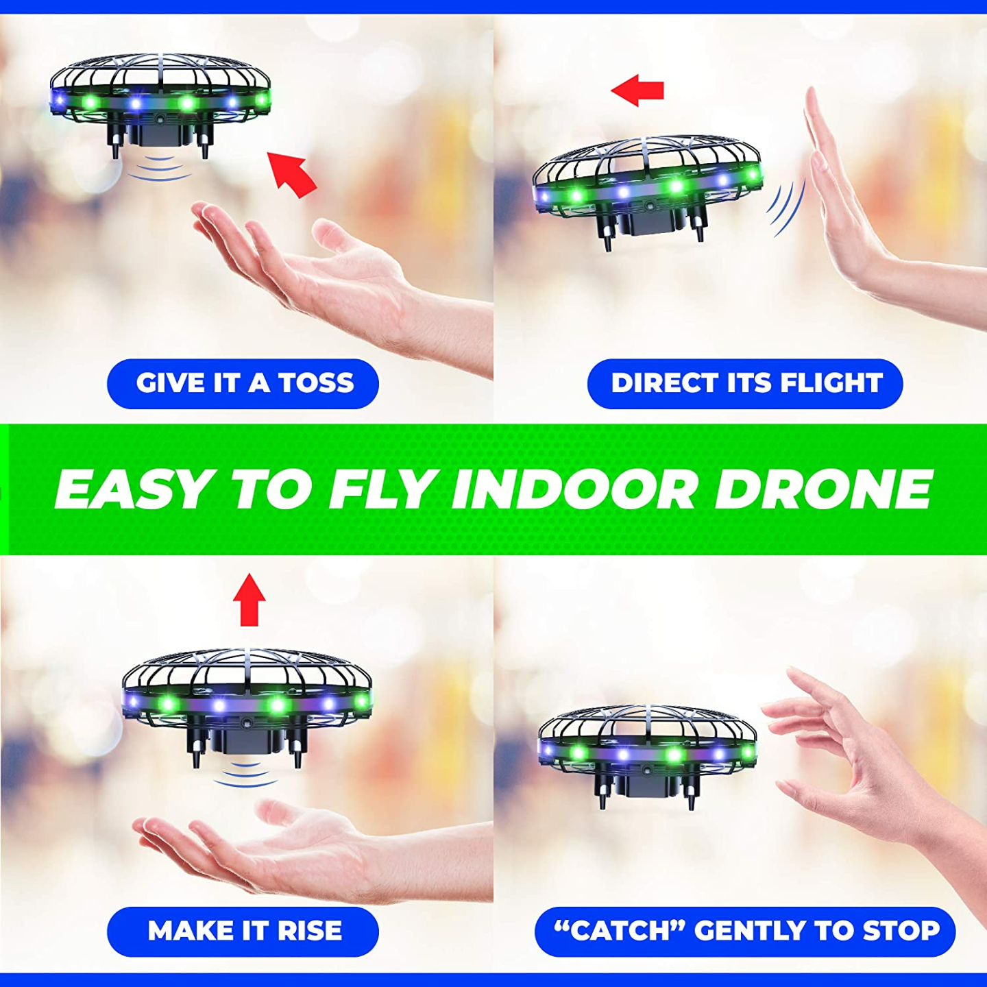 Force1 LED Hand Operated Mini Drone for Kids