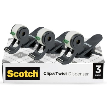 Scotch Brand Clip & Twist Tape Dispenser, Great for Gift Wrapping, Clips to Desks, Tables, Easy Char...