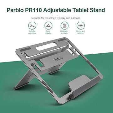 Parblo Adjustable Tablet Stand with Drawing Glove, Portable Stand for 10 to 16 inches iPad, Drawing Tablet,Laptops, Graphics Monitor (PR 110)
