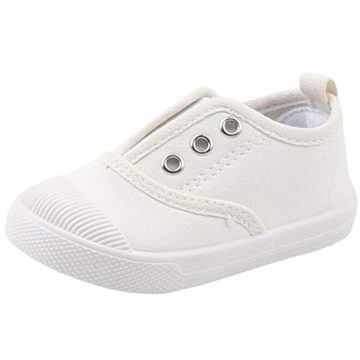 DADAWEN Boy's Girl's Candy Color Canvas Slip-On Lightweight Sneakers Cute Casual Running Shoes White...
