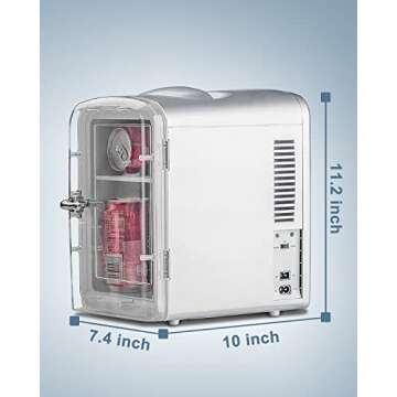 Smad Mini Fridge 6-can Portable thermoelectric Cooler and Warmer Mini Fridge for Bedroom, Office or Dorm
