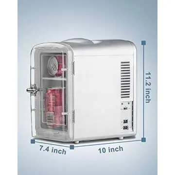 Smad Mini Fridge 6-can Portable thermoelectric Cooler and Warmer Mini Fridge for Bedroom, Office or Dorm