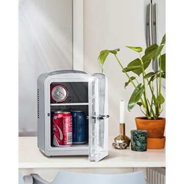 Smad Mini Fridge 6-can Portable thermoelectric Cooler and Warmer Mini Fridge for Bedroom, Office or Dorm
