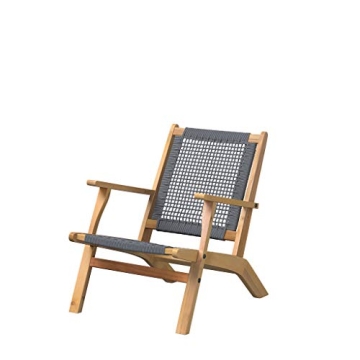 Patio Sense 63635 Vega Natural Stain Outdoor Chair Acacia Wood Construction Woven Web Seat Mid Centu...