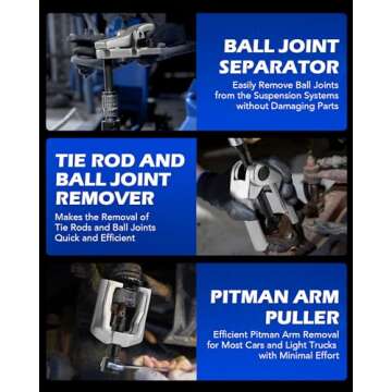 OMT 5-in-1 Ball Joint Separator, Pitman Arm Puller, Tie Rod End Tool Set for Front End Service, Splitter Removal Kit (RD06)