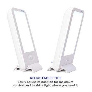 Verilux HappyLight Full-Size - UV-Free Therapy Lamp, Bright White Light with 10,000 Lux, Adjustable Brightness, 2 Interchangeable Lenses, Detachable Stand, and Wall Mountable