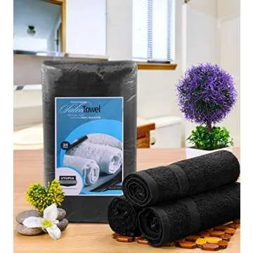 Utopia Towels - Salon Towel, Pack of 24 (Not Bleach Proof, 16 x 27 Inches) Highly Absorbent Cotton T...