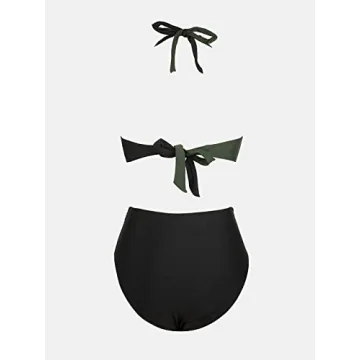 CUPSHE Bikini Set High Waisted Halter Back Color Block