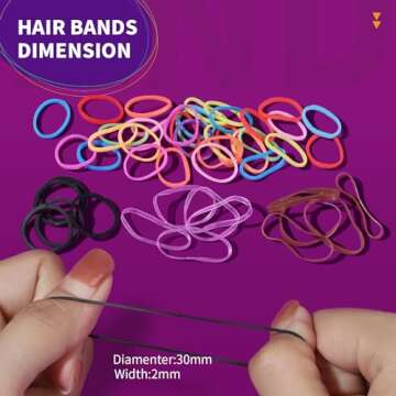 Teenitor Elastic Hair Bands, 2000pcs Hair Rubber Bands, Elastics for Hair, Small Hair Ties, Clear,Bl...