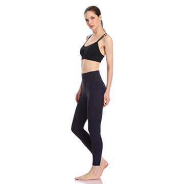 Colorfulkoala Women's High Waisted Tummy Control Workout Leggings 7/8 Length Yoga Pants with Pockets (S, Navy)