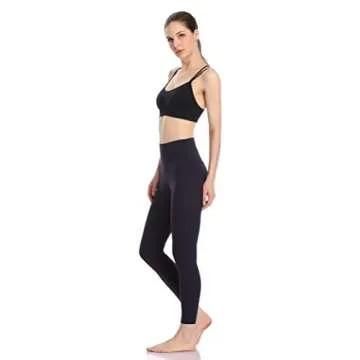 Colorfulkoala Women's High Waisted Tummy Control Workout Leggings 7/8 Length Yoga Pants with Pockets (S, Navy)