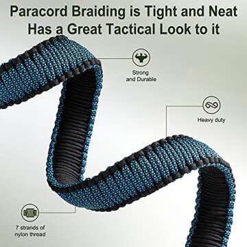 SOMA 2 Point Paracord Sling with Swivels, 550 Paracord Strap Adjustable for Hunting (Black&Blue)