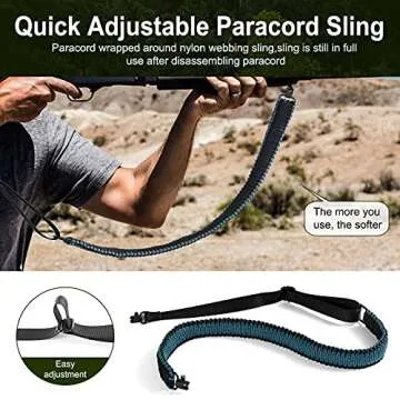 SOMA 2 Point Paracord Sling with Swivels, 550 Paracord Strap Adjustable for Hunting (Black&Blue)