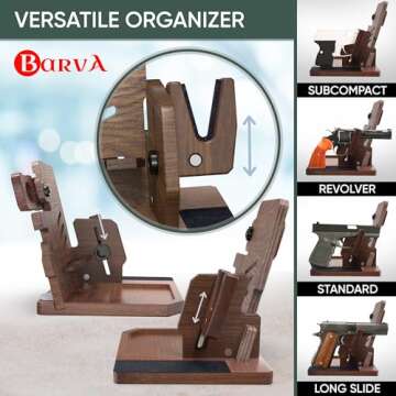 BarvA Phone Docking Station with Patented Adaptive Wood Gun Rack | Night Stand Smart Watch & Phone S...