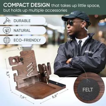 BarvA Phone Docking Station with Patented Adaptive Wood Gun Rack | Night Stand Smart Watch & Phone Stand | Charging Station Desk Organizer | Gun Accessories Storage and Organization