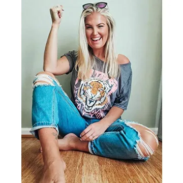 Vintage Animal Print Tee Women Soft Stretchy Summer Top