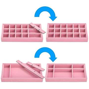Elsjoy 8 Pack Pink Velvet Jewelry Tray - Elegant Organizer