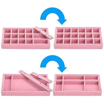 Elsjoy 8 Pack Pink Velvet Jewelry Tray - Elegant Organizer