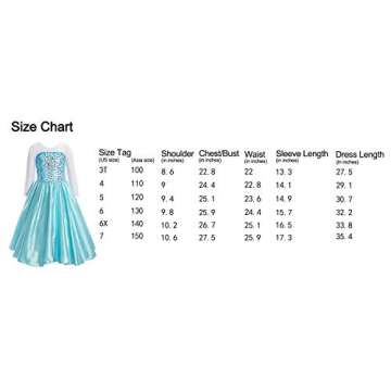 ReliBeauty Little Girls Princess Fancy Dress Costume with Accessories, 7, Sky Blue