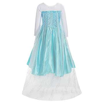 ReliBeauty Little Girls Princess Fancy Dress Costume with Accessories, 7, Sky Blue