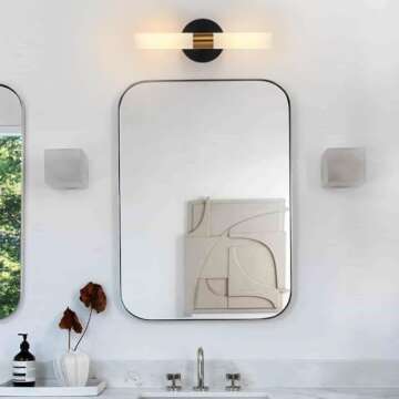 KUZZULL Wall Sconces Set of Two Black and Brass Gold Wall Lamp Sconces Wall Lighting with White Glass Wall Lights Wall Light Sconces Wall Decor Set of 2 for Living Room Wall Scones, Wall Lights