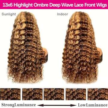Lysilf Highlight Ombre Lace Front Wig Human Hair Wigs for Women 250% Density 13x6 Deep Wave HD Lace Frontal Wig Pre Plucked 4/27 Honey Blonde Deep Curly Glueless Wigs Human Hair（#P4/27,30Inch）