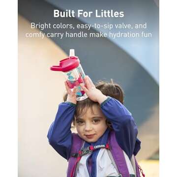 CamelBak eddy+ 14oz Kids Water Bottle with Tritan Renew – Straw Top, Leak-Proof When Closed, Rainbow Floral