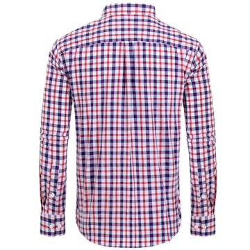 Men's Long Sleeve Cotton Plaid Dress Shirts for Casual Style