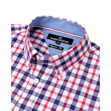 Men's Long Sleeve Cotton Plaid Dress Shirts for Casual Style