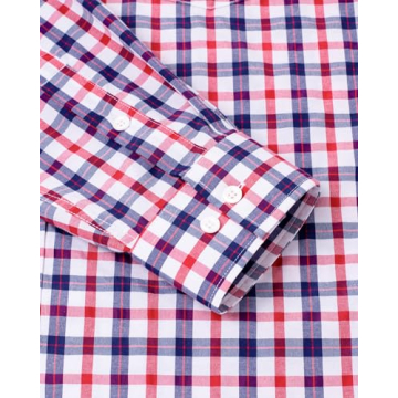 Men's Long Sleeve Cotton Plaid Dress Shirts for Casual Style