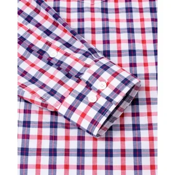 Men's Long Sleeve Cotton Plaid Dress Shirts for Casual Style