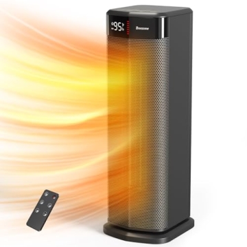 BREEZOME Space Heater for Indoor Use, 1500W Fast Heating Electric Heater with Thermostat, 90°Oscill...