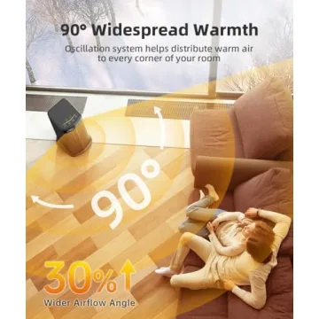 BREEZOME Space Heater for Indoor Use, 1500W Fast Heating Electric Heater with Thermostat, 90°Oscillating PTC Ceramic Heater, 24H Timer Portable Room Heater for Home Office Bedroom